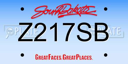 Z217SB South Dakota License Plate