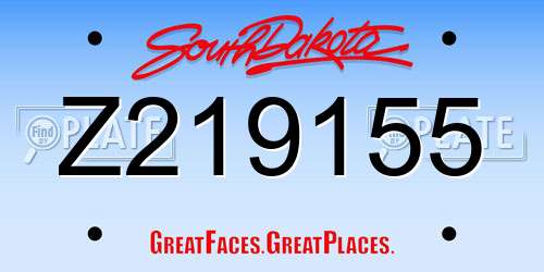 Z219155 South Dakota License Plate