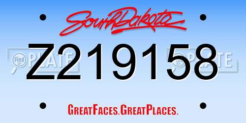 Z219158 South Dakota License Plate