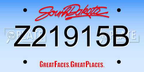 Z21915B South Dakota License Plate