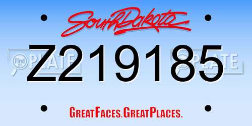 Z219185 South Dakota License Plate