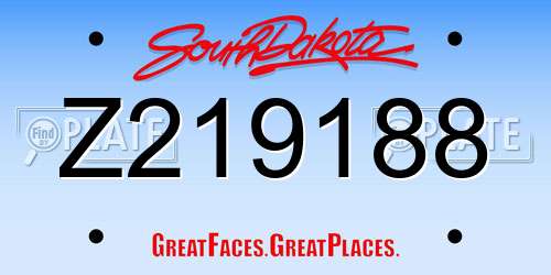 Z219188 South Dakota License Plate