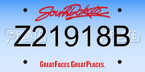 Z21918B South Dakota License Plate