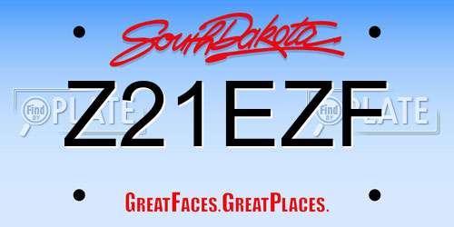 Z21EZF South Dakota License Plate