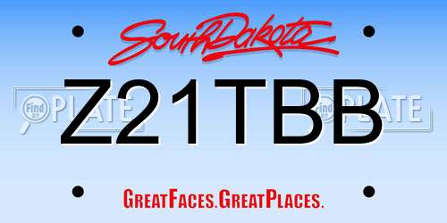 Z21TBB South Dakota License Plate