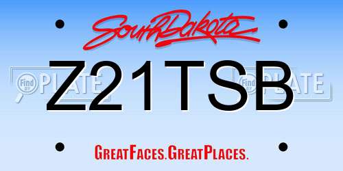 Z21TSB South Dakota License Plate