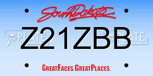 Z21ZBB South Dakota License Plate
