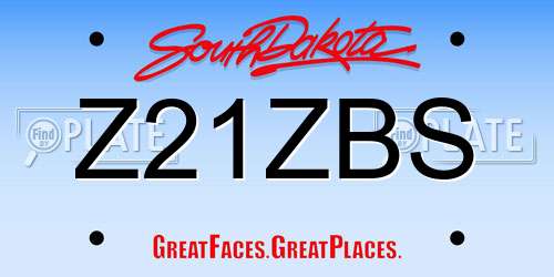 Z21ZBS South Dakota License Plate