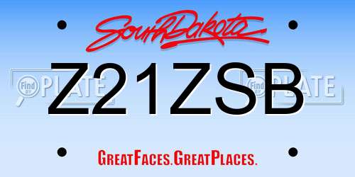 Z21ZSB South Dakota License Plate