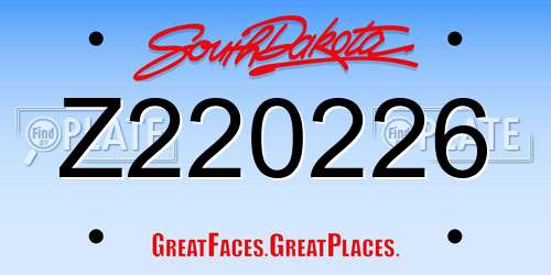 Z220226 South Dakota License Plate