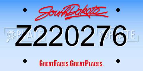 Z220276 South Dakota License Plate