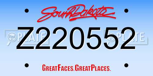 Z220552 South Dakota License Plate