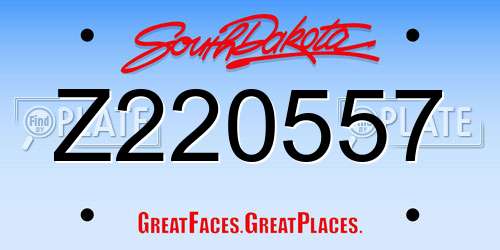 Z220557 South Dakota License Plate