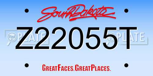 Z22055T South Dakota License Plate