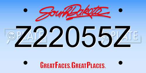 Z22055Z South Dakota License Plate