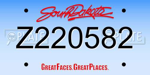 Z220582 South Dakota License Plate