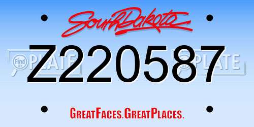 Z220587 South Dakota License Plate
