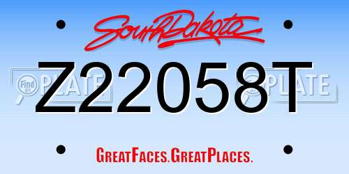 Z22058T South Dakota License Plate