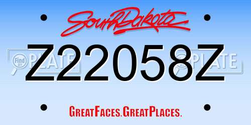 Z22058Z South Dakota License Plate