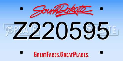 Z220595 South Dakota License Plate