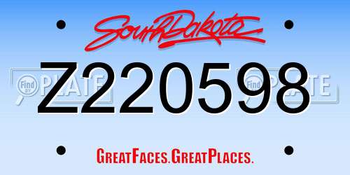 Z220598 South Dakota License Plate