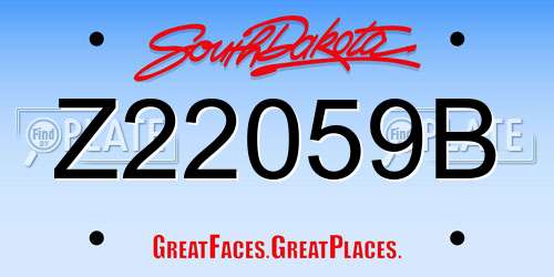 Z22059B South Dakota License Plate