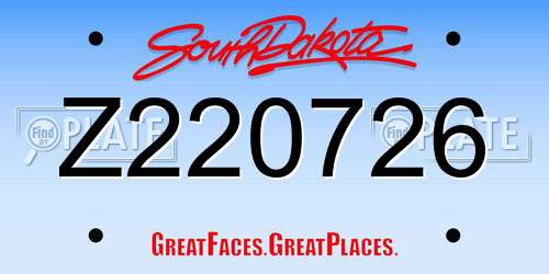 Z220726 South Dakota License Plate