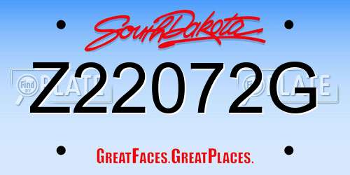Z22072G South Dakota License Plate