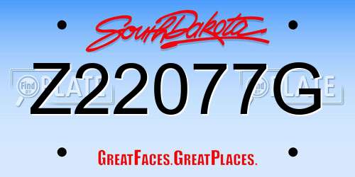 Z22077G South Dakota License Plate