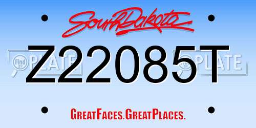 Z22085T South Dakota License Plate