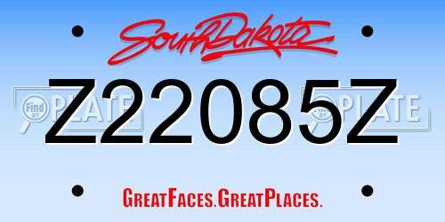 Z22085Z South Dakota License Plate