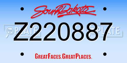 Z220887 South Dakota License Plate