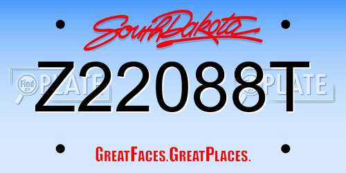 Z22088T South Dakota License Plate