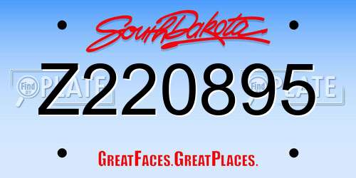 Z220895 South Dakota License Plate