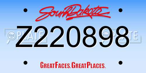 Z220898 South Dakota License Plate