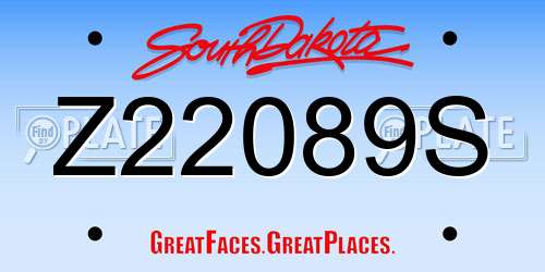 Z22089S South Dakota License Plate