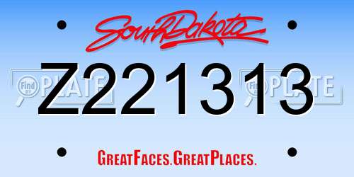 Z221313 South Dakota License Plate