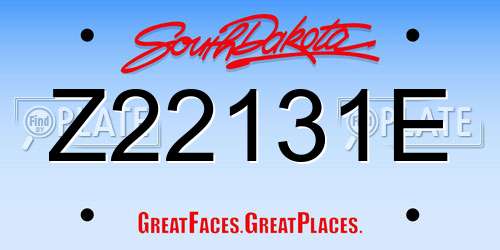 Z22131E South Dakota License Plate