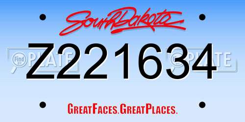 Z221634 South Dakota License Plate