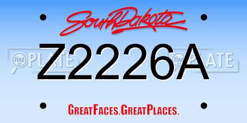 Z2226A South Dakota License Plate