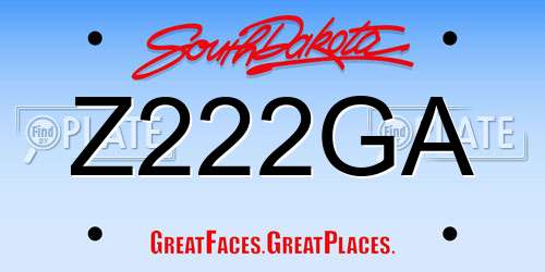 Z222GA South Dakota License Plate