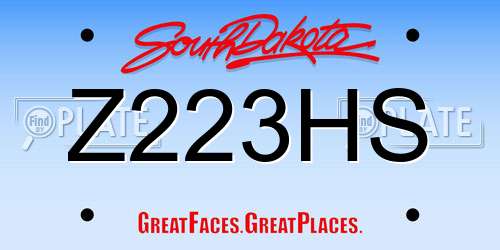 Z223HS South Dakota License Plate
