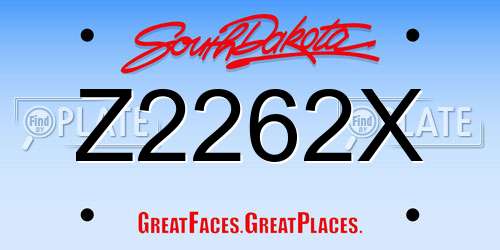 Z2262X South Dakota License Plate