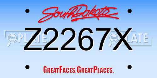 Z2267X South Dakota License Plate