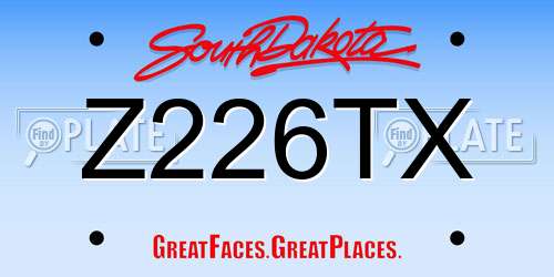 Z226TX South Dakota License Plate