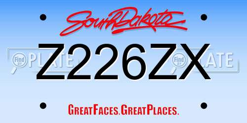 Z226ZX South Dakota License Plate