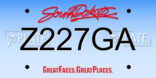 Z227GA South Dakota License Plate
