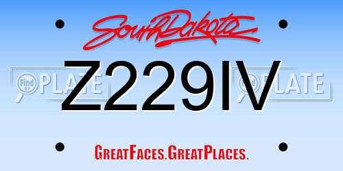 Z229IV South Dakota License Plate