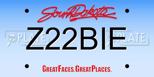 Z22BIE South Dakota License Plate