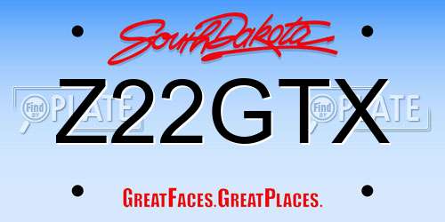 Z22GTX South Dakota License Plate